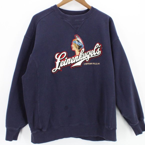Vintage Leinenkugel's Chippewa Falls Crewneck Sweatshirt Mens Navy Blue XL USA - Picture 1 of 11